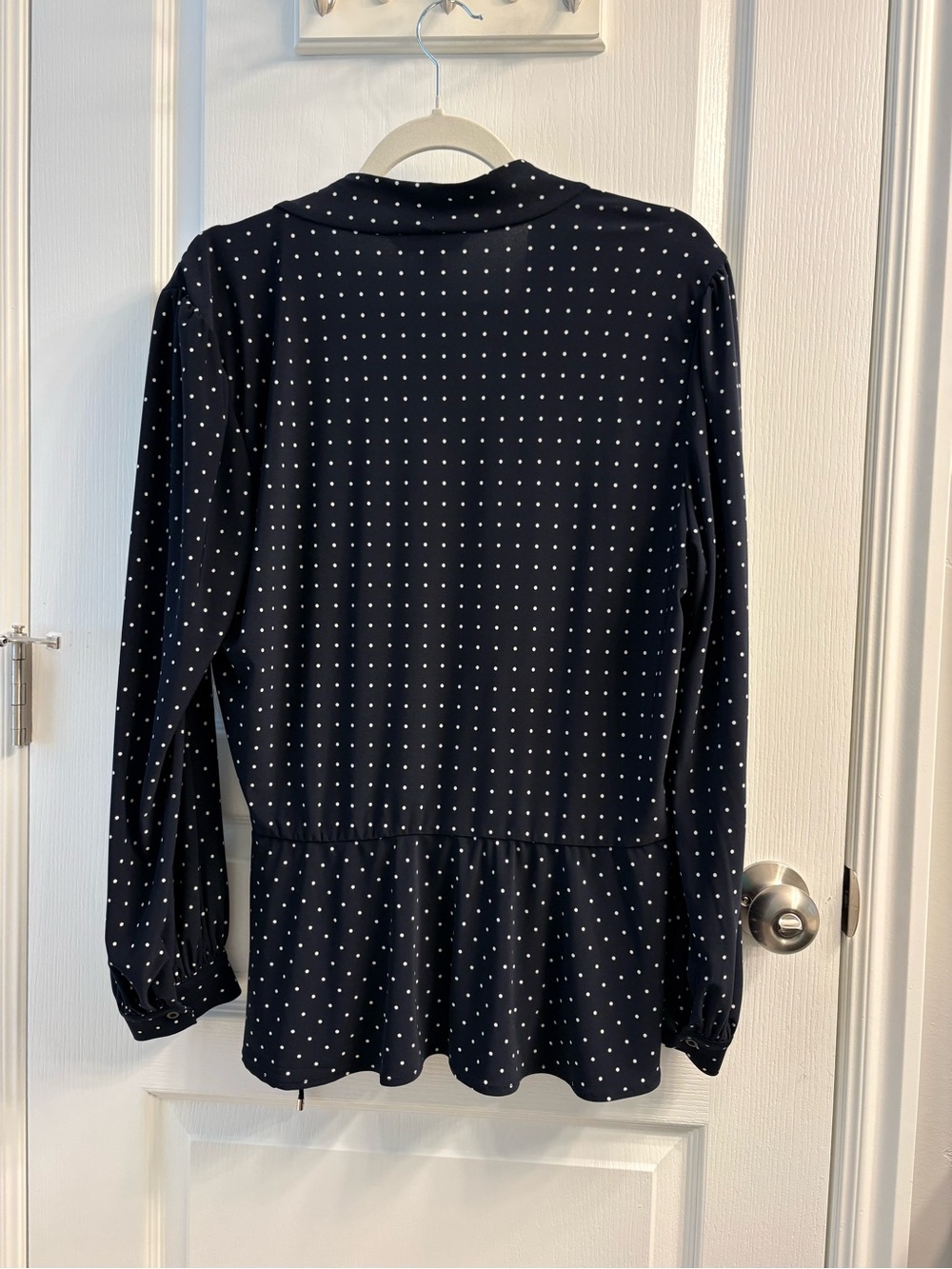 Ralph Lauren Navy Wrap Blouse with White Polka Dots - Picture 5 of 5
